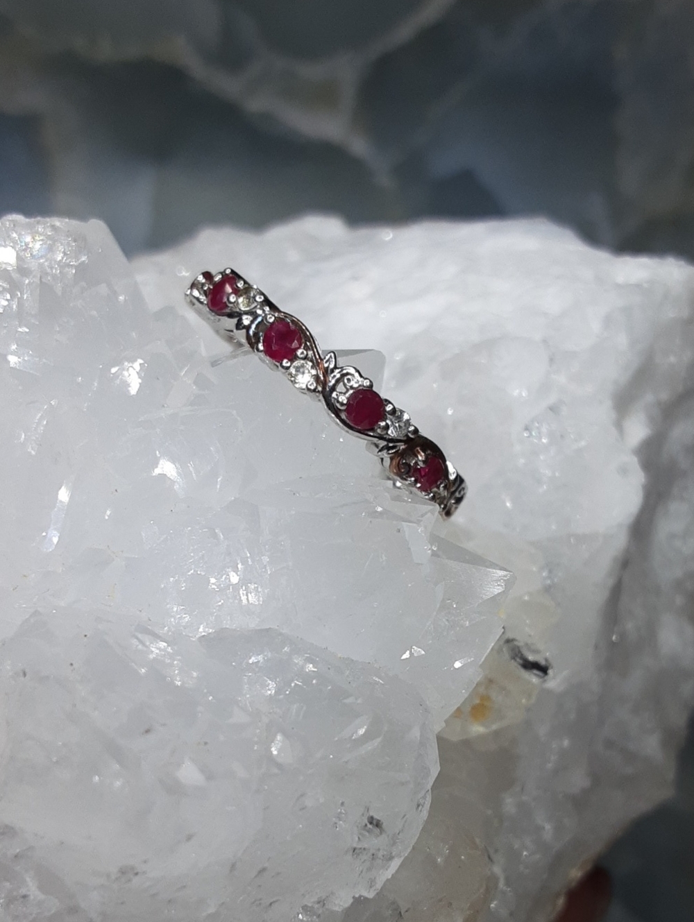 925 Genuine Ruby And Genuine White Zircon Ring. PRICE IS FIRM.